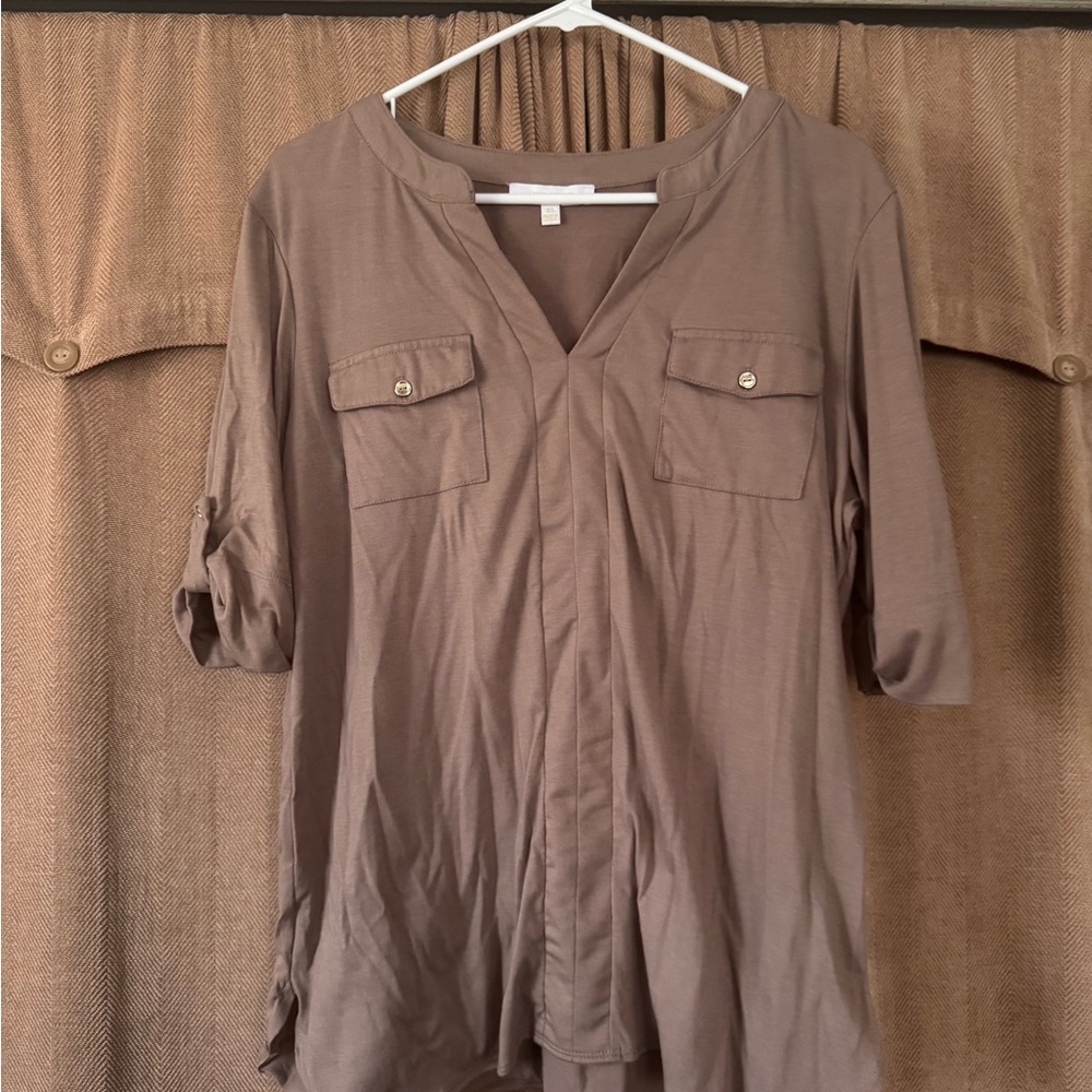 Elegant Brown Button-Down Shirt for Women